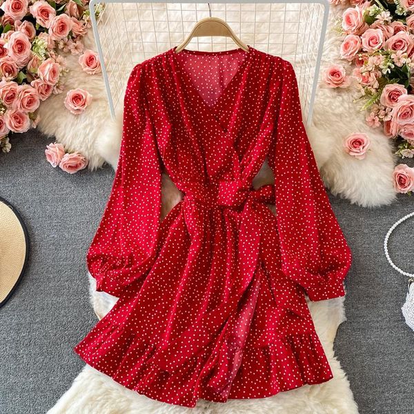 casual dresses autumn women polka dot mini dress elegant v-neck puff long sleeve high waist ruffle beach vestidos female robe 2021, Black;gray
casual dresses autumn women polka dot mini dress elegant v-neck puff long sleeve high waist ruffle beach vestidos female robe 2021, Black;gray