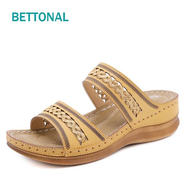 bettonal 2021 woman slides soft comfortable wedge slippers women shoes vintage summer big size 41 42 sandals ladies female, Black
bettonal 2021 woman slides soft comfortable wedge slippers women shoes vintage summer big size 41 42 sandals ladies female, Black