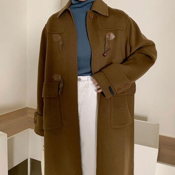 women's wool & blends sister jum is my style ~ hand sewn double-sided tweed small square collar horn button long sleeve coat, Black
women's wool & blends sister jum is my style ~ hand sewn double-sided tweed small square collar horn button long sleeve coat, Black