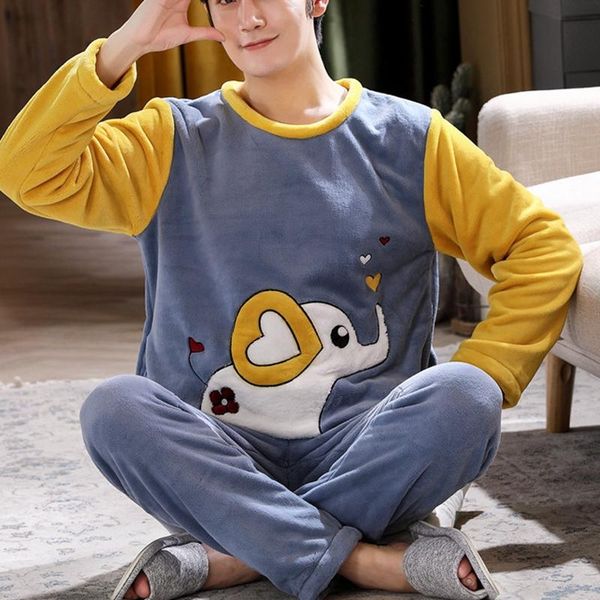 men's sleepwear thicken warm flannel pajamas set male long sleeved cartoon winter leisure loose home cloth autumn men top, Black;brown
men's sleepwear thicken warm flannel pajamas set male long sleeved cartoon winter leisure loose home cloth autumn men top, Black;brown