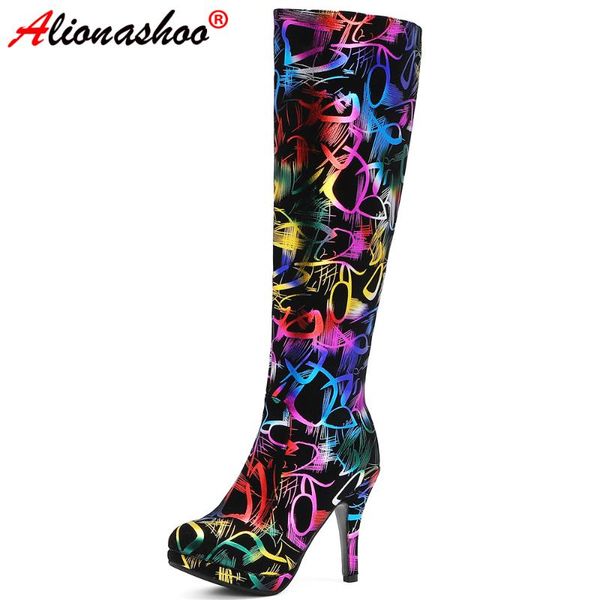 boots aliona shoo floral print knee high woman pointed toe platform leather stiletto heels long fashion shoes size 43, Black
boots aliona shoo floral print knee high woman pointed toe platform leather stiletto heels long fashion shoes size 43, Black