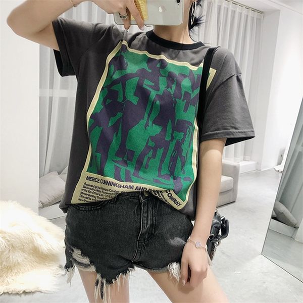 women letter graffiti print t-shirt o-neck summer t-shirt 210306, White 
women letter graffiti print t-shirt o-neck summer t-shirt 210306, White