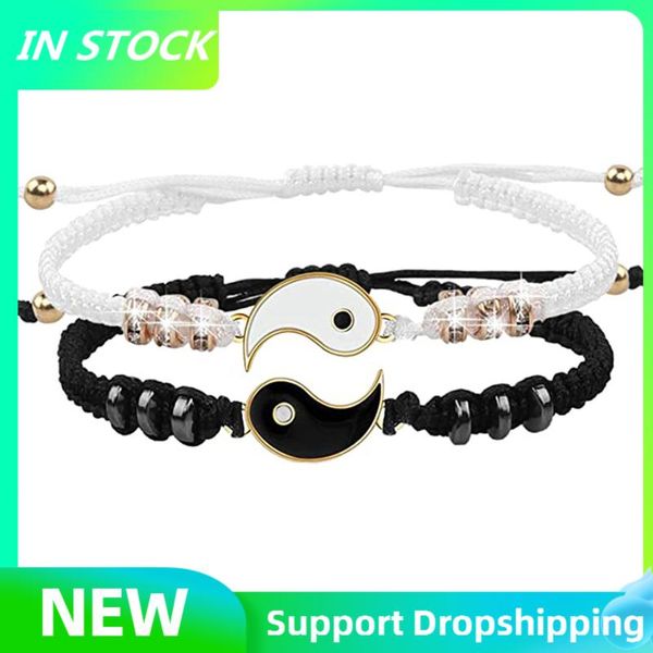 link, chain 2 matching yin yang adjustable cord bracelet friendship relationship boyfriend couples female jewelry gift, Black
link, chain 2 matching yin yang adjustable cord bracelet friendship relationship boyfriend couples female jewelry gift, Black