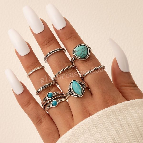 8pcs/set bohemia geometric round turquoise stone ring for women vintage silver color twisted thin finger rings jewelry gifts
8pcs/set bohemia geometric round turquoise stone ring for women vintage silver color twisted thin finger rings jewelry gifts