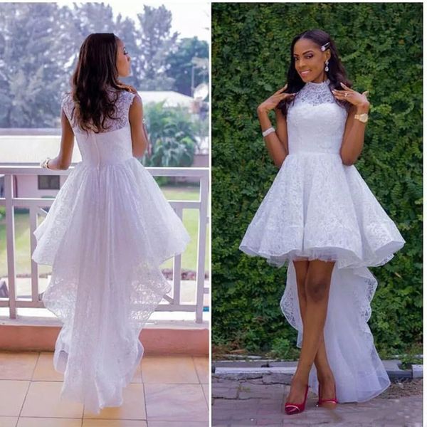 high collar aso ebi summer bridal gowns sleeveless short front long back wedding dress a line bride formal occasion vestidos, White
high collar aso ebi summer bridal gowns sleeveless short front long back wedding dress a line bride formal occasion vestidos, White