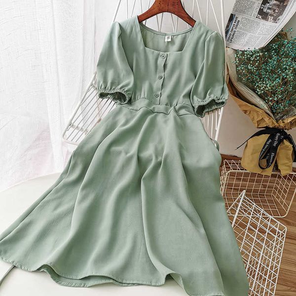 summer elegant square collar chiffon slim dress solid a-line puff sleeve high waist single breasted women medium 210526, Black;gray
summer elegant square collar chiffon slim dress solid a-line puff sleeve high waist single breasted women medium 210526, Black;gray