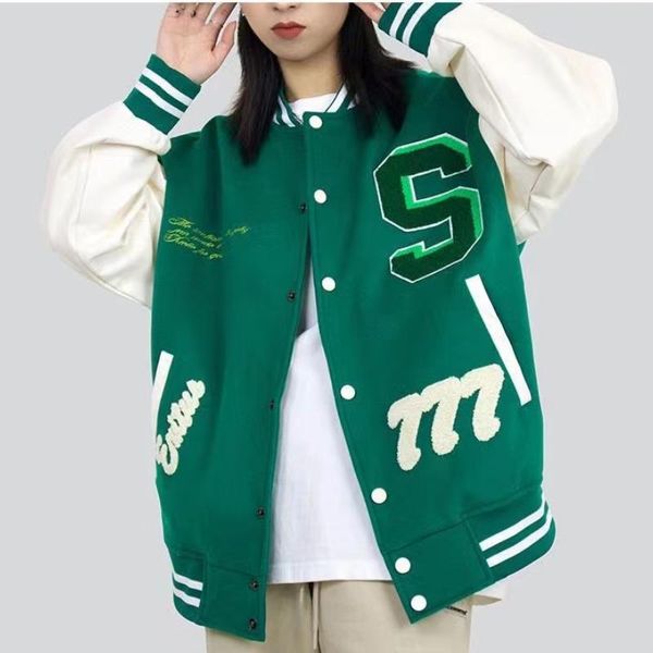 women's jackets 2021 american letter embroidery coat street retro fashion baseball uniform couple casual jacket, Black;brown
women's jackets 2021 american letter embroidery coat street retro fashion baseball uniform couple casual jacket, Black;brown