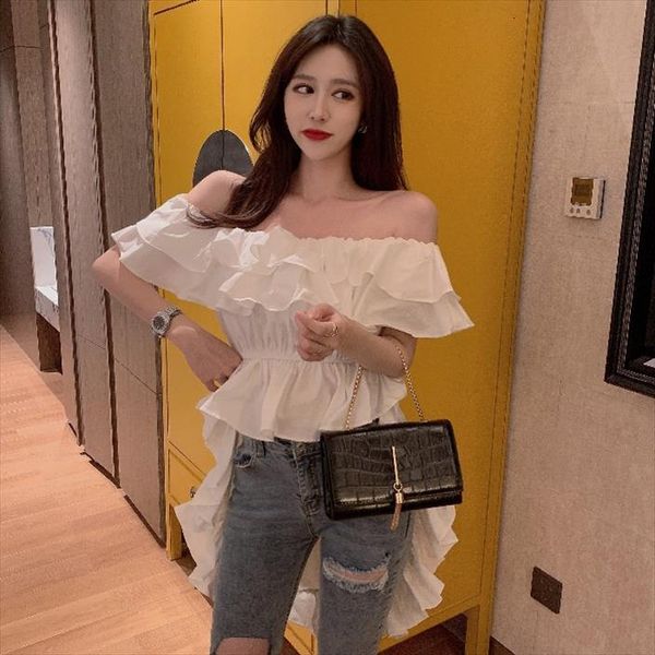 clothing summer beach slash neck womens shirt ruffles hipster vetement femme, White
clothing summer beach slash neck womens shirt ruffles hipster vetement femme, White