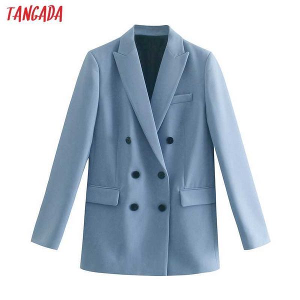 tangada women fashion blue blazer coat vintage double breasted long sleeve female outerwear chic je94 210609, White;black
tangada women fashion blue blazer coat vintage double breasted long sleeve female outerwear chic je94 210609, White;black