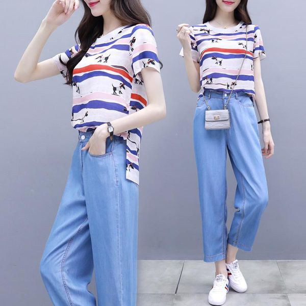 women's tracksuits summer fashion jeans women two piece outfits casual large size ensemble femme survetement elegant brief costumes, Gray
women's tracksuits summer fashion jeans women two piece outfits casual large size ensemble femme survetement elegant brief costumes, Gray