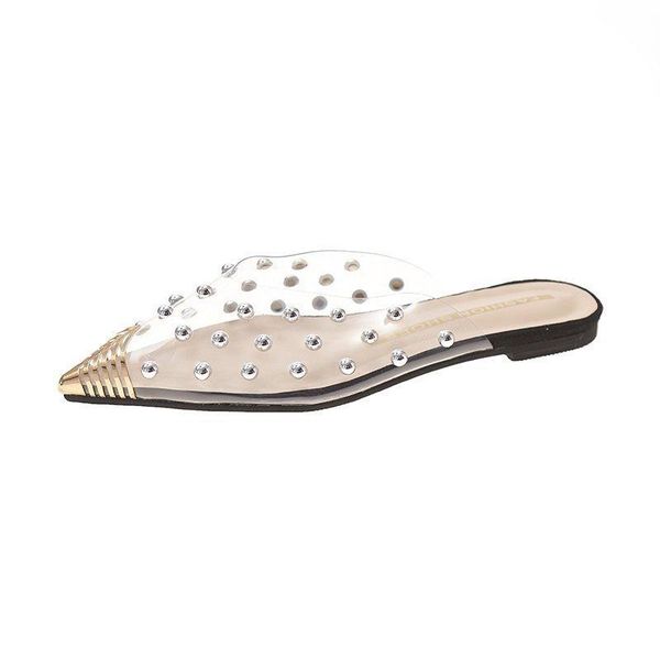 slippers 2021 summer korean style women's sandals pointed temperament toe cap semi slipper trendy metal rivet flat a752, Black
slippers 2021 summer korean style women's sandals pointed temperament toe cap semi slipper trendy metal rivet flat a752, Black
