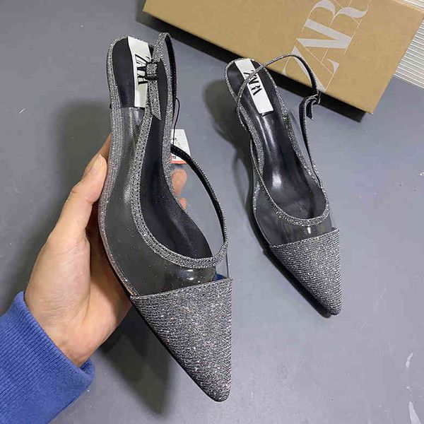 dress shoes za women's shoes pointed toe shallow mouth transparent sequins stitching sandals baotou back strap high heels aytz, Black
dress shoes za women's shoes pointed toe shallow mouth transparent sequins stitching sandals baotou back strap high heels aytz, Black