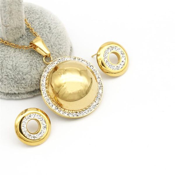 earrings & necklace round crystal wedding bridal stainless steel jewelry sets gold color rhinestone for women, Silver
earrings & necklace round crystal wedding bridal stainless steel jewelry sets gold color rhinestone for women, Silver