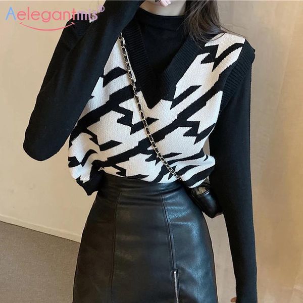 women's vests aelegantmis v neck houndstooth knitted vest women casual korean spring autumn sleeveless sweater waistcoats y2k femme pul, Black;white
women's vests aelegantmis v neck houndstooth knitted vest women casual korean spring autumn sleeveless sweater waistcoats y2k femme pul, Black;white