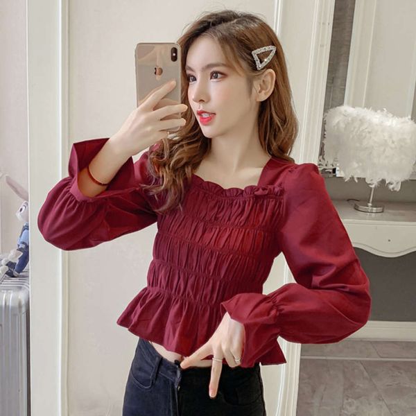 chiffon shirt women's 2021 spring and autumn new style square neck trumpet sleeve design, White
chiffon shirt women's 2021 spring and autumn new style square neck trumpet sleeve design, White