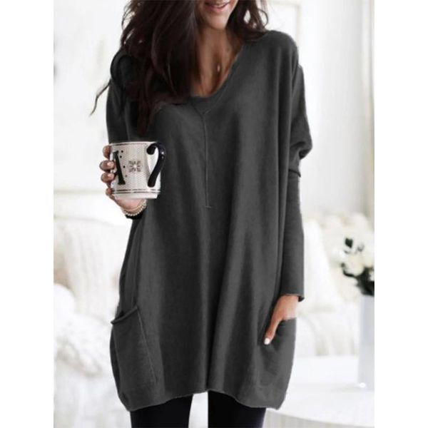 women's blouses & shirts gift soft solid long sleeve casual v neck with pockets autumn women shirt loose elegant mid length cotton blen, White
women's blouses & shirts gift soft solid long sleeve casual v neck with pockets autumn women shirt loose elegant mid length cotton blen, White