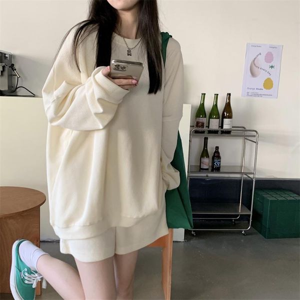 women's tracksuits autumn women casual loose long sleeve sweatshirt & elastic waist shorts ladies 2 pieces set, Gray
women's tracksuits autumn women casual loose long sleeve sweatshirt & elastic waist shorts ladies 2 pieces set, Gray
