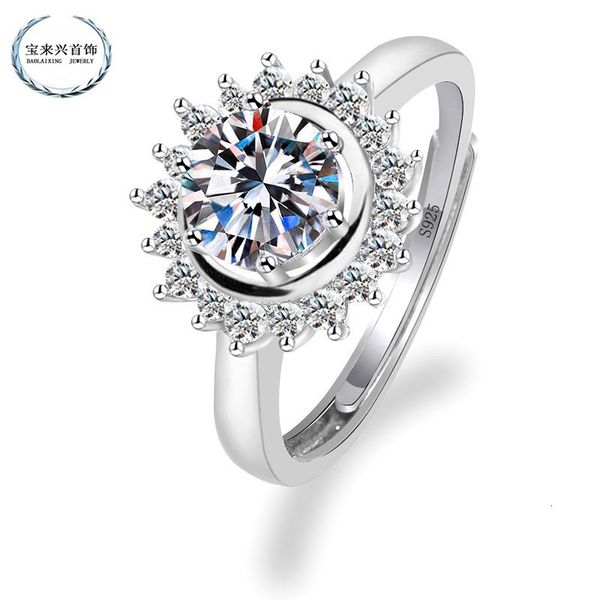 ring live broadcast network red imitation platinum mosangshi women's one six claw wedding, Silver
ring live broadcast network red imitation platinum mosangshi women's one six claw wedding, Silver