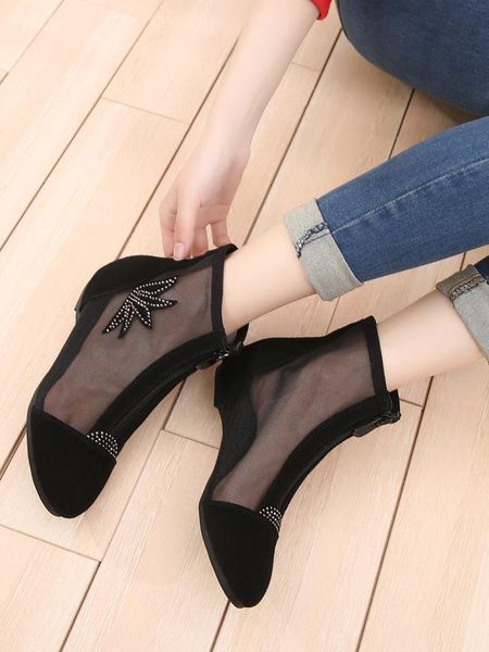 boots summer women's mesh shoes short net hollow out soft soled real leather cool breathable, Black
boots summer women's mesh shoes short net hollow out soft soled real leather cool breathable, Black