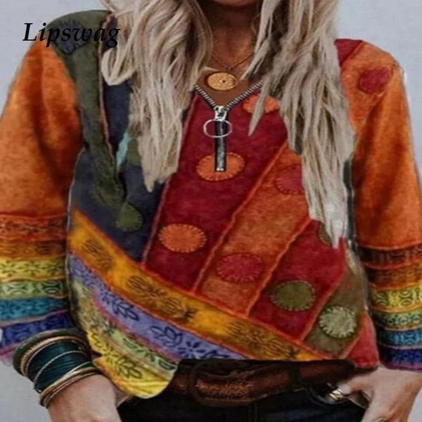 women's blouses & shirts casual long sleeve color block print blouse shirt women autumn v neck pullover ladies plus size blusa zip, White
women's blouses & shirts casual long sleeve color block print blouse shirt women autumn v neck pullover ladies plus size blusa zip, White