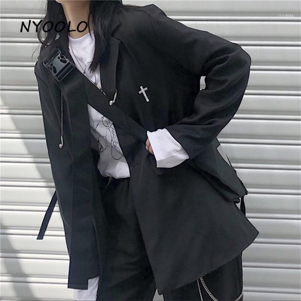vintage cross embroidery elegant black blazer autumn streetwear single breasted long sleeve women cloth outerwear1, White;black
vintage cross embroidery elegant black blazer autumn streetwear single breasted long sleeve women cloth outerwear1, White;black