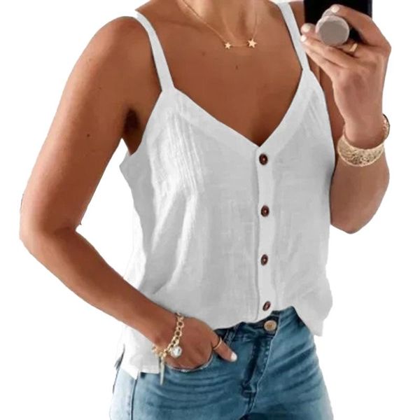 women's tanks & camis trend v-neck sleeveless button-down casual undershirt shirt t-shirt vest woman sling summer, White
women's tanks & camis trend v-neck sleeveless button-down casual undershirt shirt t-shirt vest woman sling summer, White