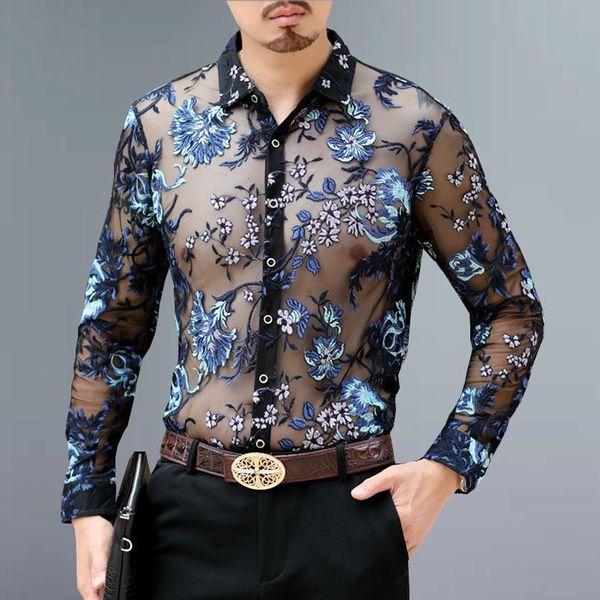men's casual shirts embroidery lace club party shirt luxury transparent men long sleeve chemise hommesee through mesh 4xl, White;black
men's casual shirts embroidery lace club party shirt luxury transparent men long sleeve chemise hommesee through mesh 4xl, White;black
