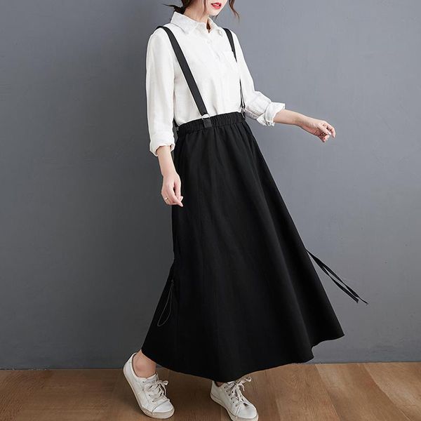solid color spring autumn 2021 pleated half length back strap large women's elastic waist length a-line skirt, Black
solid color spring autumn 2021 pleated half length back strap large women's elastic waist length a-line skirt, Black