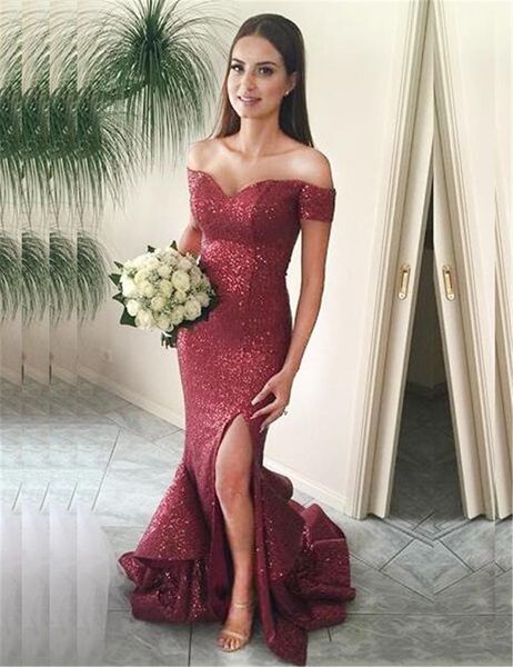 2021 new off-the-shoulder sweep train red sequined evening es with ruffles skirt mermaid long prom party zye0, Black;red
2021 new off-the-shoulder sweep train red sequined evening es with ruffles skirt mermaid long prom party zye0, Black;red
