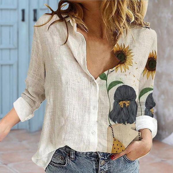women's blouses & shirts cotton linen women elegant long sleeve floral print turn-down lapel button tee ladies 2021 blusas, White
women's blouses & shirts cotton linen women elegant long sleeve floral print turn-down lapel button tee ladies 2021 blusas, White