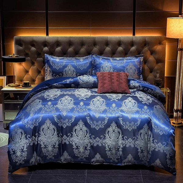 bedding sets jacquard duvet cover set soft satin silky down pillowcase with zipper seal, blue, medium size double bed
bedding sets jacquard duvet cover set soft satin silky down pillowcase with zipper seal, blue, medium size double bed