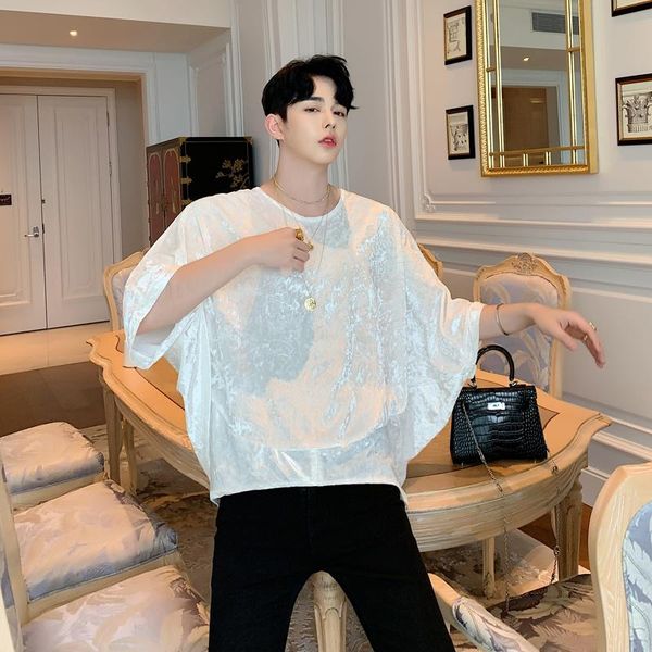 men's t-shirts chic men luxury velvet loose batwing sleeve mens elegant gorgeous man tee hight quality male, White;black
men's t-shirts chic men luxury velvet loose batwing sleeve mens elegant gorgeous man tee hight quality male, White;black