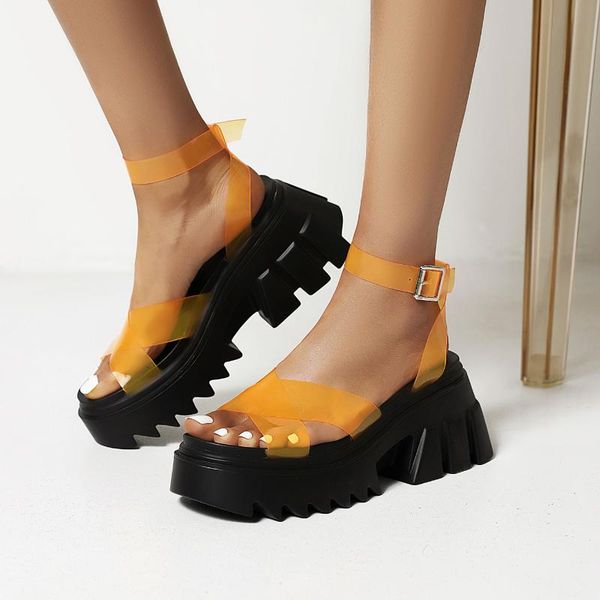 sandals fashion transparent pvc summer cool women platform candy color heels thick bottom waterproof shoes, Black
sandals fashion transparent pvc summer cool women platform candy color heels thick bottom waterproof shoes, Black