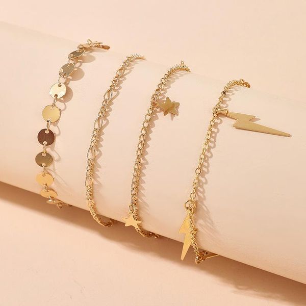 link, chain gold color bohemian handmade tassel lightenin sequin bracelet sets women 2021 rope bracelets retro jewelry accessories, Black
link, chain gold color bohemian handmade tassel lightenin sequin bracelet sets women 2021 rope bracelets retro jewelry accessories, Black