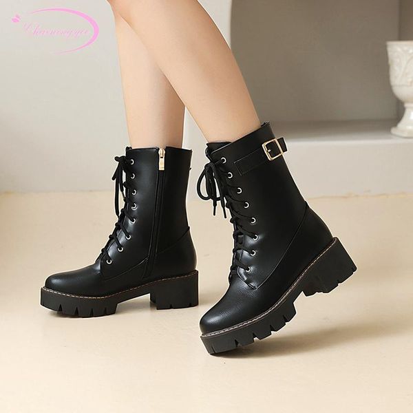 boots street style round toe ankle fashion lace-up buckle zipper platform medium with chunky motorcycle boot women's shoes, Black
boots street style round toe ankle fashion lace-up buckle zipper platform medium with chunky motorcycle boot women's shoes, Black