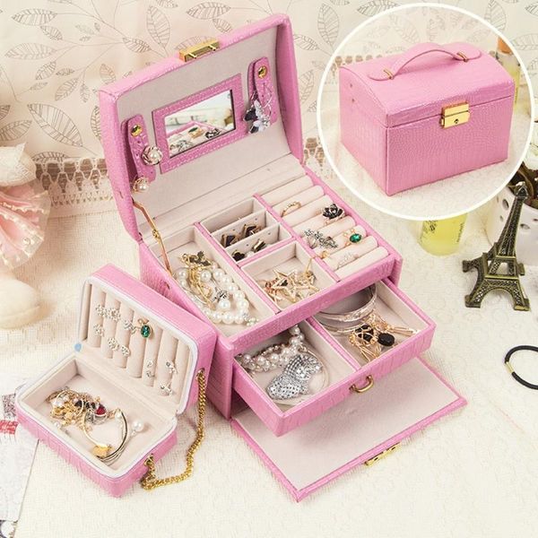 lockable jewelry box necklace ring storage organizer leather large jewel case x7ya, Pink;blue
lockable jewelry box necklace ring storage organizer leather large jewel case x7ya, Pink;blue