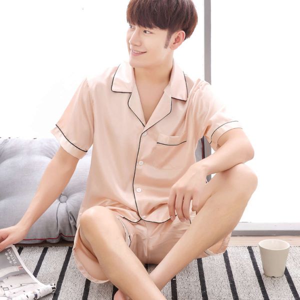 spring and real ice men's silk short sleeve pants thin pajamas home wear plus size suit summer, Black;brown
spring and real ice men's silk short sleeve pants thin pajamas home wear plus size suit summer, Black;brown