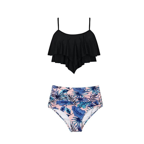 women's swimwear bikinis ruffles side high breast contrast gradient split bikini set two piece swimsuit, White;black
women's swimwear bikinis ruffles side high breast contrast gradient split bikini set two piece swimsuit, White;black