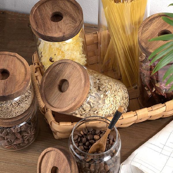 storage bottles & jars glass airtight canister clear cereal container food coffee tea jar can with wood lids he
storage bottles & jars glass airtight canister clear cereal container food coffee tea jar can with wood lids he