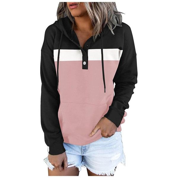 women's hoodies & sweatshirts pocket drawstring women casual button long sleeve streetwear hoodie, Black
women's hoodies & sweatshirts pocket drawstring women casual button long sleeve streetwear hoodie, Black
