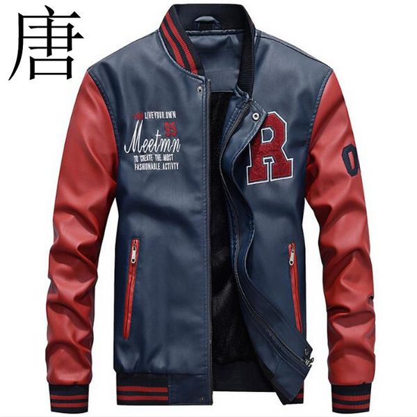 tang cool new pu 2021 wool liner fleece warm patchwork military baseball collar pilot leather jacket pm4f, Black
tang cool new pu 2021 wool liner fleece warm patchwork military baseball collar pilot leather jacket pm4f, Black