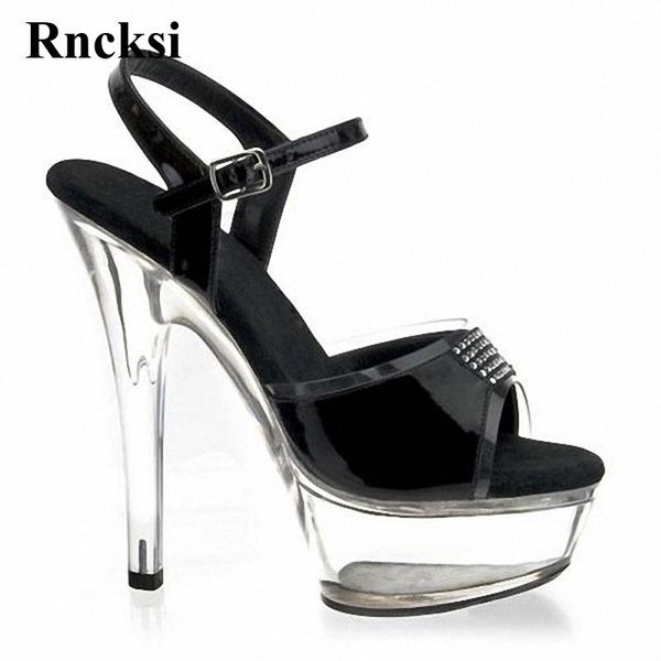 sandals rncksi straps women/girl 15cm high heels with platform pole dance shoes wedding party, Black