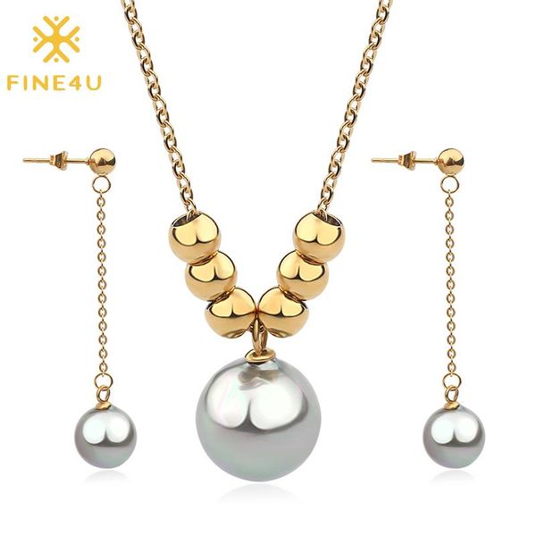 earrings & necklace fine4u n453 pearl sets stainless steel wedding bridal party jewelry set for women trendy beads, Silver
earrings & necklace fine4u n453 pearl sets stainless steel wedding bridal party jewelry set for women trendy beads, Silver