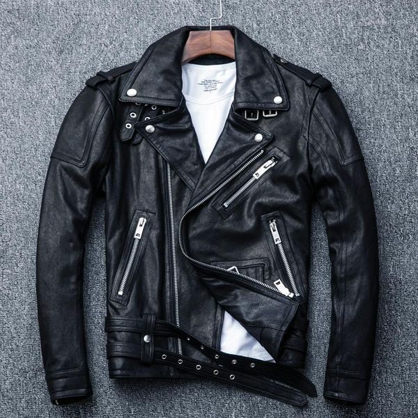 men's leather & faux european and american wear lapel jacket with old motorcycle, Black
men's leather & faux european and american wear lapel jacket with old motorcycle, Black
