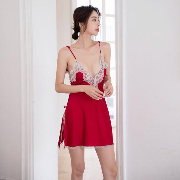 women's sleepwear lace lingerie women night dress sweet deep v satin home sleep clothes fashion ladies nightgown sexi underwear, Black;red
women's sleepwear lace lingerie women night dress sweet deep v satin home sleep clothes fashion ladies nightgown sexi underwear, Black;red