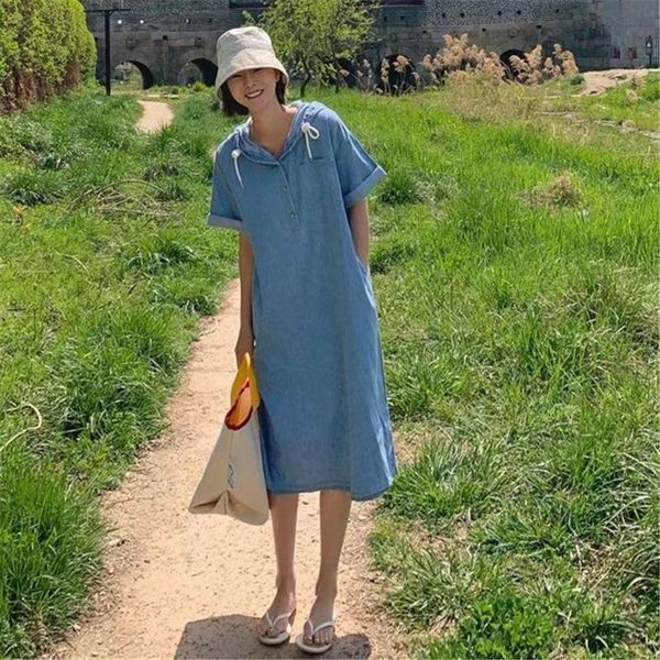 casual dresses quality women pocket loose comfortable dress summer washed with hood blue denim not picking body shape, Black;gray
casual dresses quality women pocket loose comfortable dress summer washed with hood blue denim not picking body shape, Black;gray