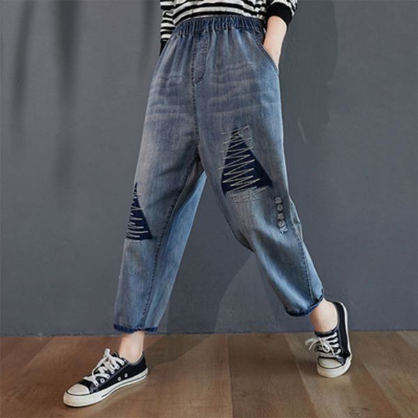 women's jeans spring autumn arts style women elastic waist loose vintage embroider cotton denim harem pants plus size s8 7636, Blue
women's jeans spring autumn arts style women elastic waist loose vintage embroider cotton denim harem pants plus size s8 7636, Blue