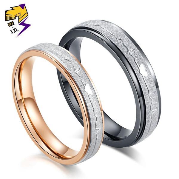 wedding rings fashion lovers' titanium steel rose gold color black heart electrocardiogram wave love ring anniversary jewelry, Slivery;golden
wedding rings fashion lovers' titanium steel rose gold color black heart electrocardiogram wave love ring anniversary jewelry, Slivery;golden
