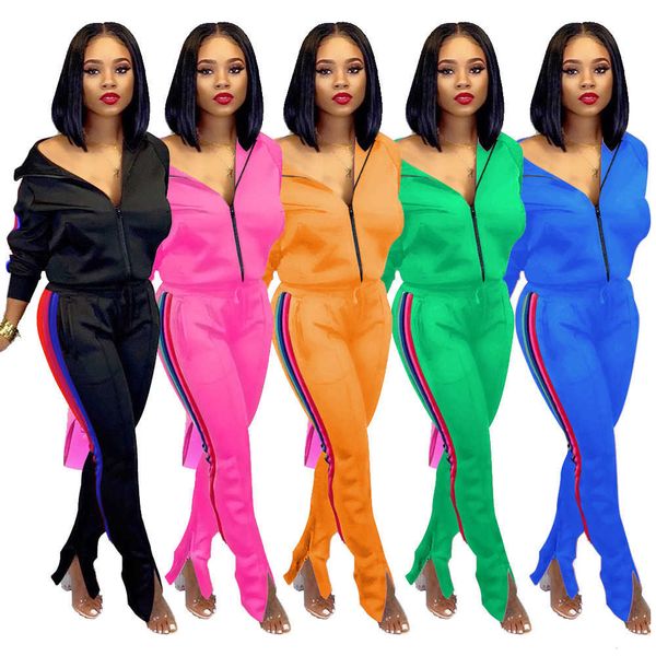 women tracksuit two piece set designer autumn sportwear new solid color pants zipper stitching fashion long sleeve casual clothes 2020, White
women tracksuit two piece set designer autumn sportwear new solid color pants zipper stitching fashion long sleeve casual clothes 2020, White