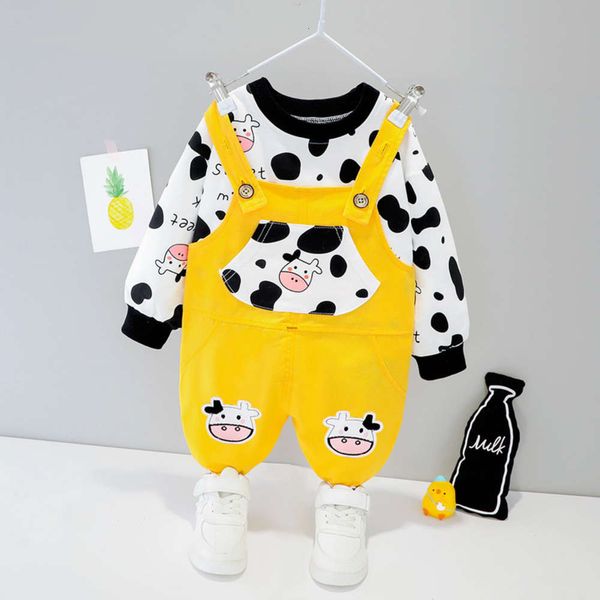 boys' and girls' spring clothes new children's 2-piece baby cow strap pants suit 1522, White
boys' and girls' spring clothes new children's 2-piece baby cow strap pants suit 1522, White